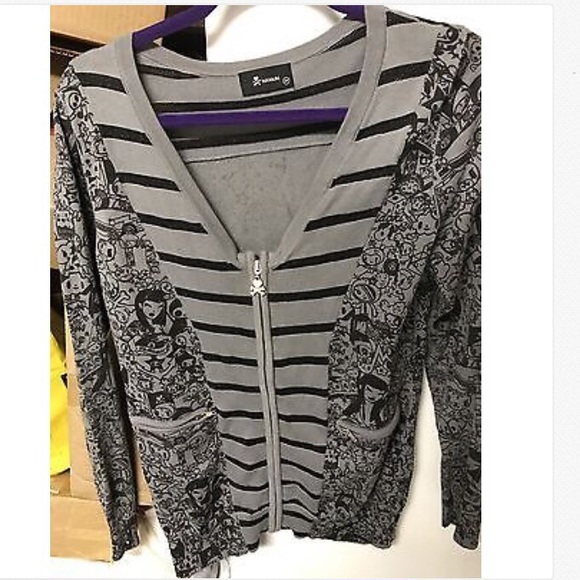 tokidoki Sweaters - 🖤TOKIDOKI Black &Grey Stripes Cardigan Sweater